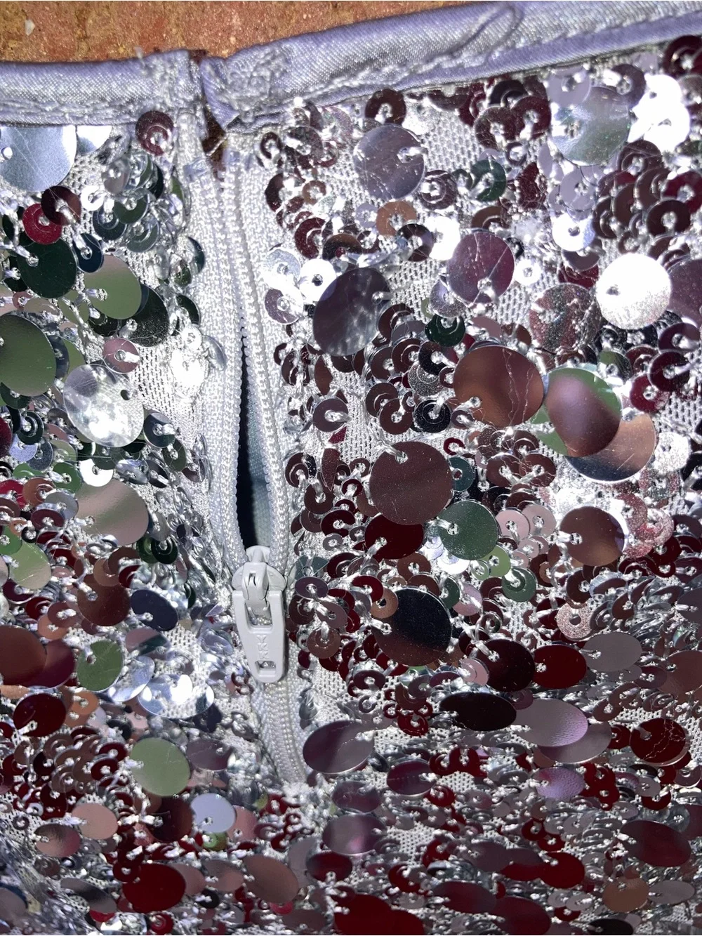 Silver Sequin Mini Skirt - Size: 8